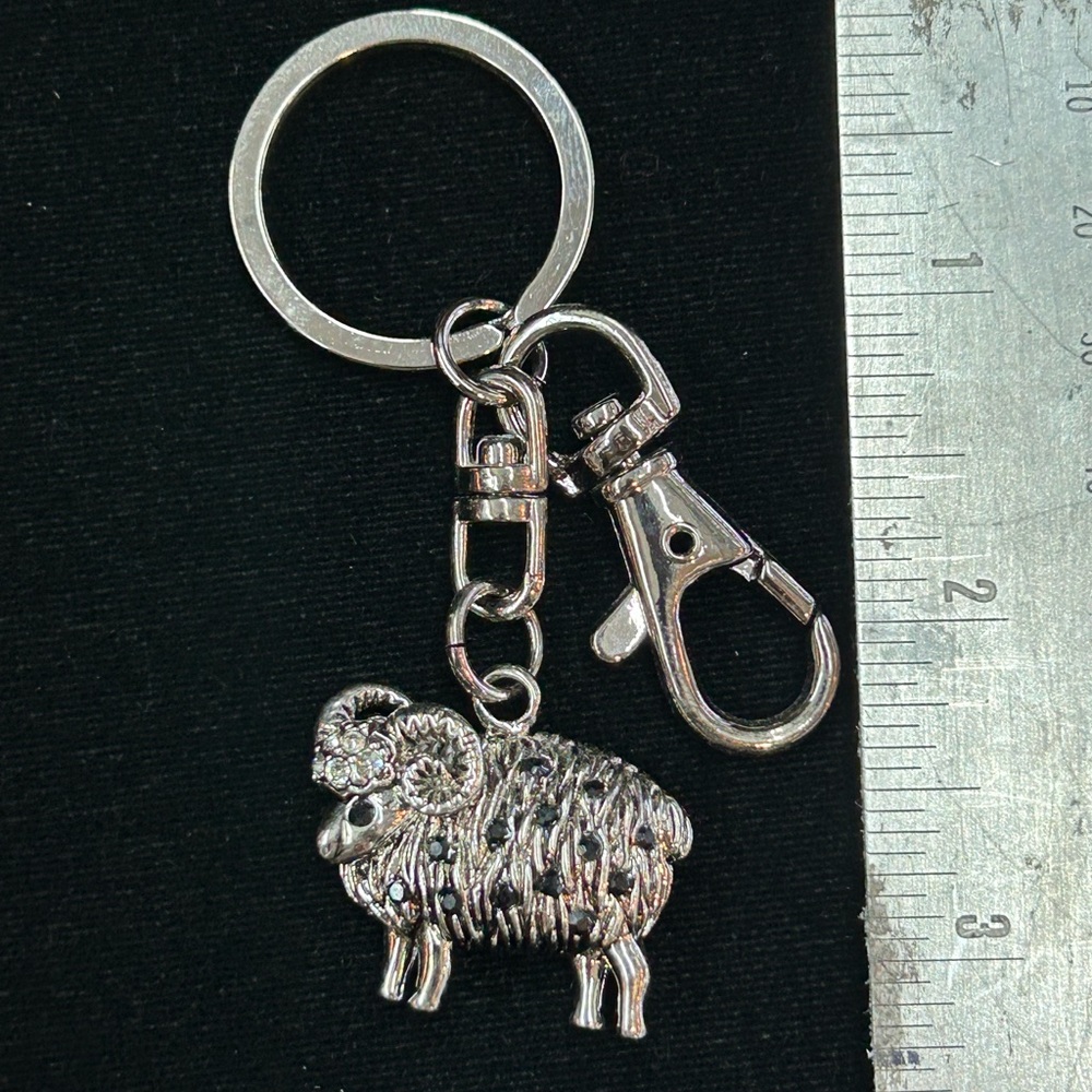 Silver Sheep Keychain